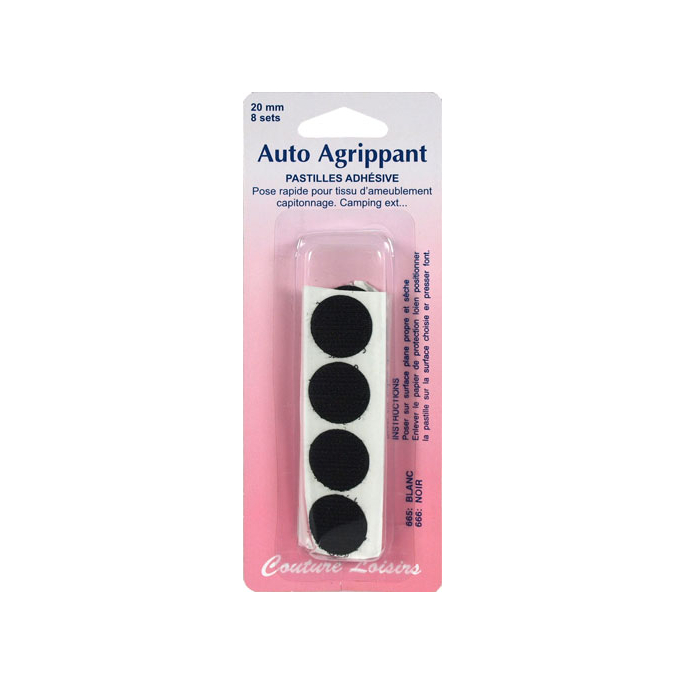 Hook & Loop adhesive Dots - black (8 sets)