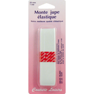 Elastique "Monte-jupe" pour Ceintures Blanc 25mm (1m)