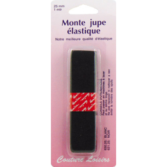 Non roll woven elastic Black 25mm (1m)
