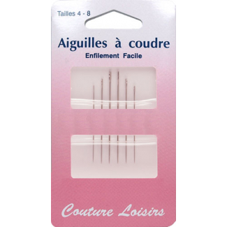 Aiguilles à coudre - Enfilage facile Taille 4-8 (x6)