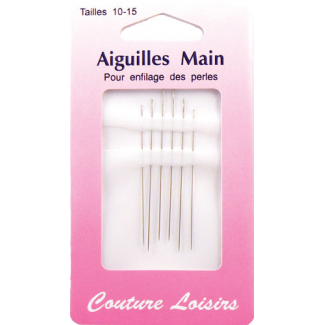 Aiguilles pour enfilage de perles Taille 10-15 (x6)