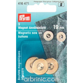 Boutons magnétiques à coudre 19mm Doré (x3)