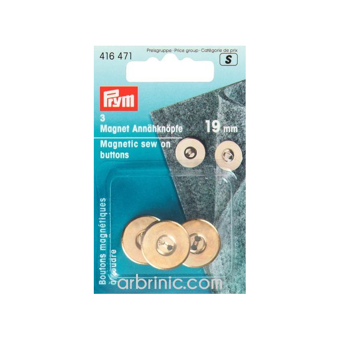 Boutons magnétiques à coudre 19mm Doré (x3)