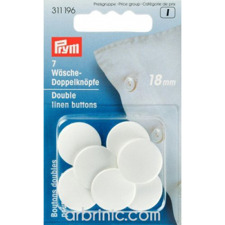 Double linen Buttons 18mm Eggshell color (x7)