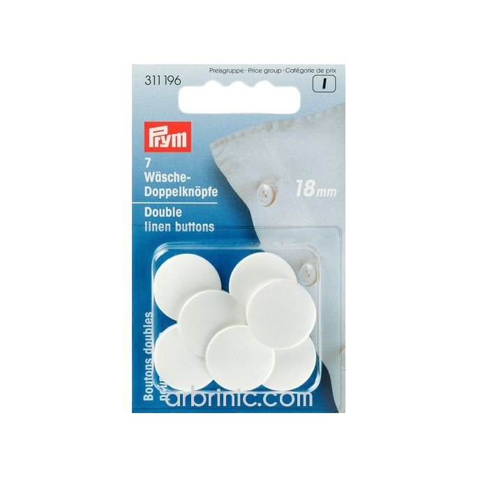 Double linen Buttons 18mm Eggshell color (x7)