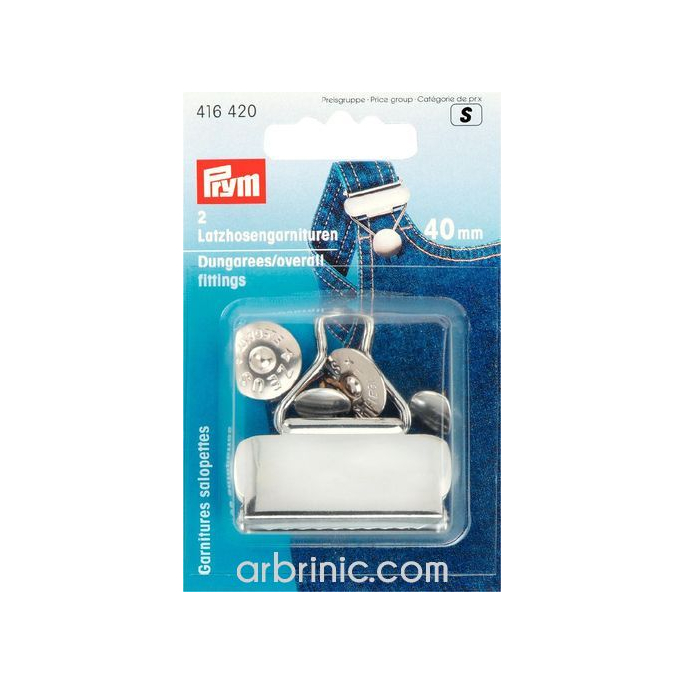 Overall Dungarees fittings PRYM 40mm Silver (x2)