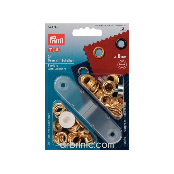 Eyelets 8mm Gold with tool (x24)