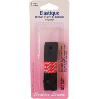 Elastique Tresse 9mm Noir (2m)