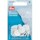 Boutons Lingerie Retors 15mm - recouverts coton (18 boutons)