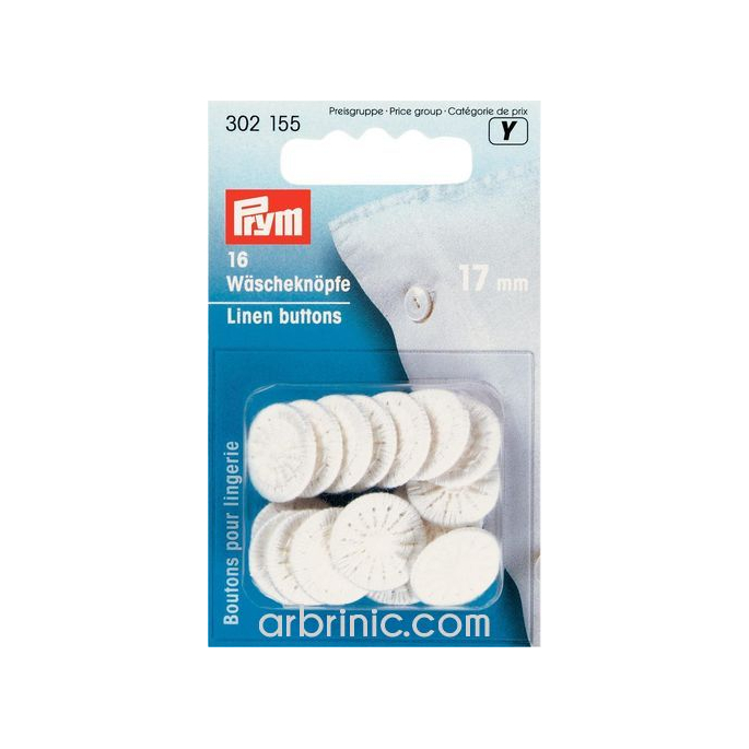 Boutons Lingerie Retors 17mm - recouverts coton (16 boutons)