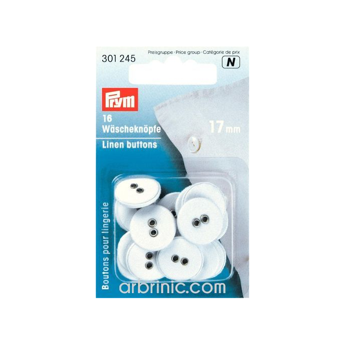 Boutons Lingerie 17mm - recouverts coton (16 boutons)