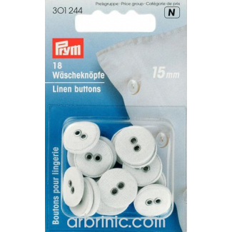 Linen Buttons 15mm - cotton covered (18 pieces)