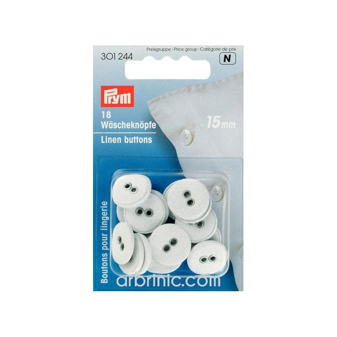 Boutons Lingerie 15mm - recouverts coton (18 boutons)