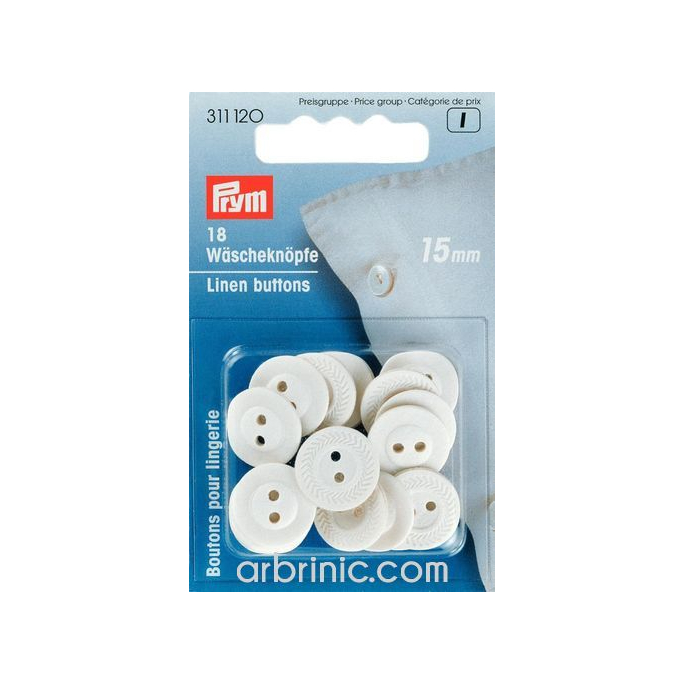 Boutons Lingerie 15mm - en fibre naturelle (18 boutons)