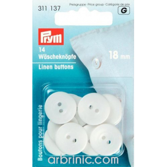 Boutons Lingerie 18mm - blanc (14 boutons)