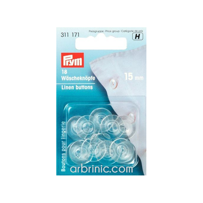 Linen Buttons 15mm - clear (18 pieces)