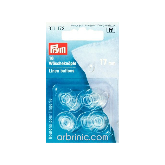 Boutons Lingerie 17mm - transparent (16 boutons)