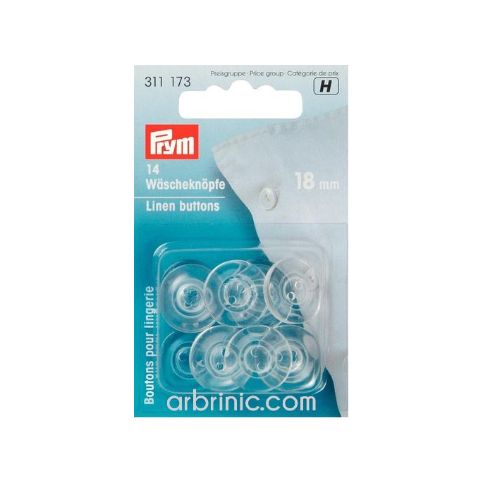 Linen Buttons 18mm - clear (14 pieces)