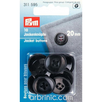 Jacket Buttons 20mm - black (10 pieces)