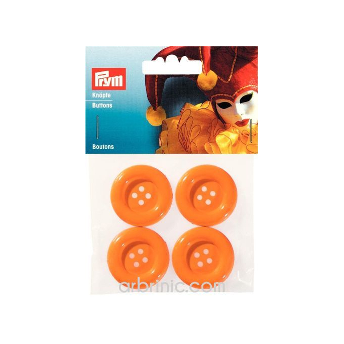 Boutons déguisement 35mm - Orange (4 boutons)