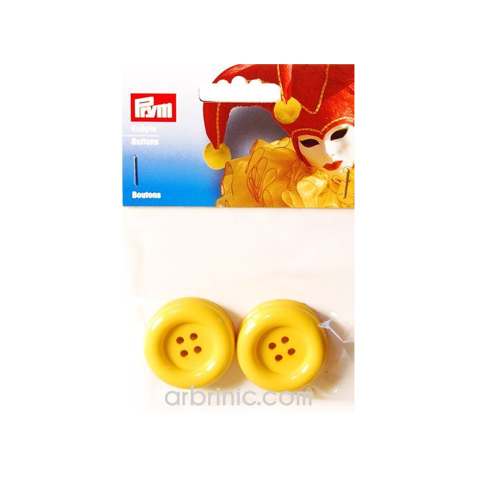 Boutons déguisement 35mm - Jaune (4 boutons)