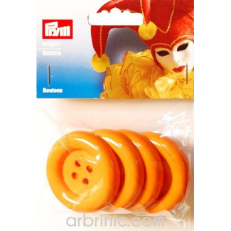 Boutons déguisement 50mm - Orange (4 boutons)