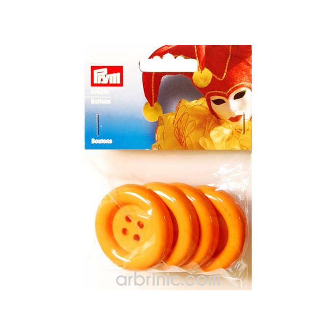 Boutons déguisement 50mm - Orange (4 boutons)