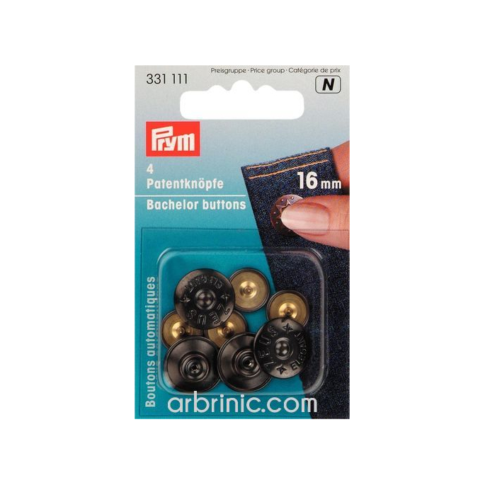 Bachelor buttons 16mm - Black Zeus (4 pieces)