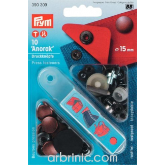 Press fasteners Anorak 15mm Copper brass with tool (x10)