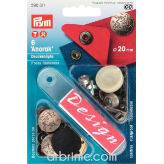 Press fasteners Anorak 20mm Excursion Steel brass with tool (x6)