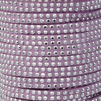 Sued cord 5mm rhinestones Lavendar (1m)