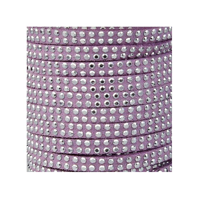 Sued cord 5mm rhinestones Lavendar (1m)