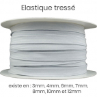 Elastique Tressé 6mm 8 gommes Blanc (bobine 50m)