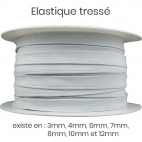 Elastique Tressé 12mm 16 gommes Blanc (bobine 50m)