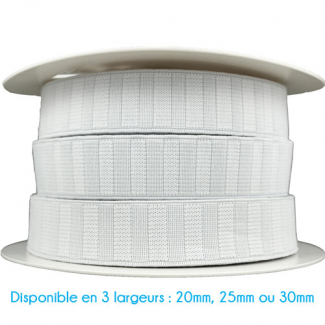 Non-Roll Flat Elastic White 25mm (25m roll)