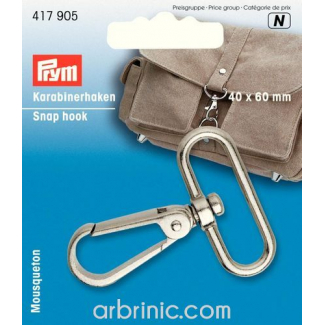 Snap hook 40x60mm Silver