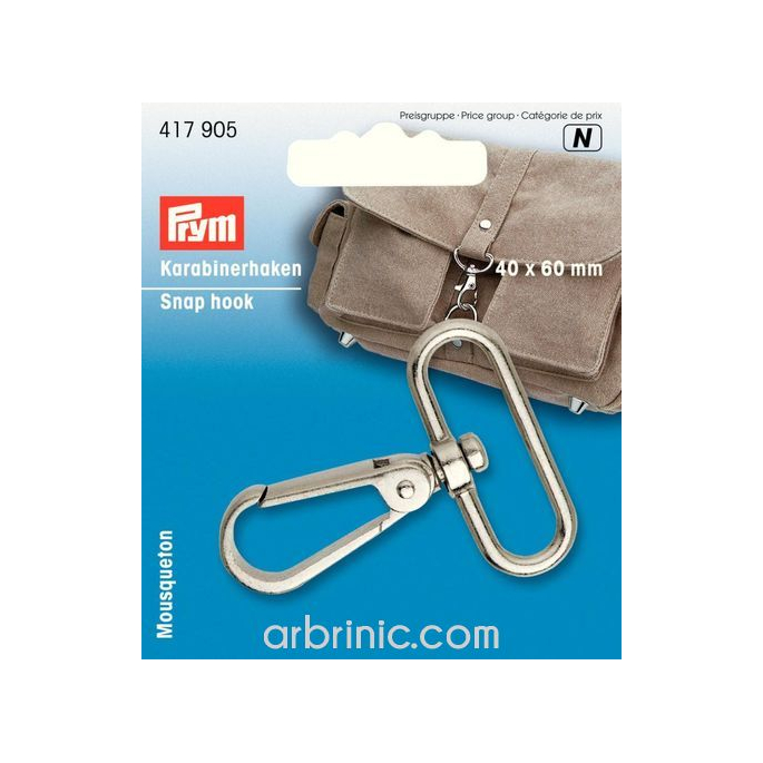 Snap hook 40x60mm Silver