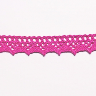 Lace ribbon 100% cotton 15mm Fushia (by meter)