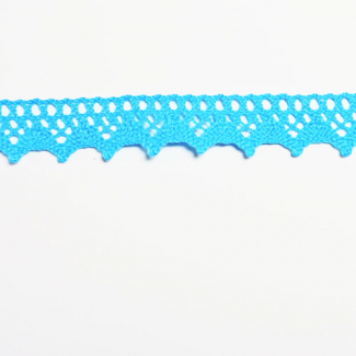 Dentelle 100% coton 15mm Turquoise (au mètre)