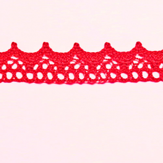 Lace ribbon 100% cotton 15mm Red (by meter)