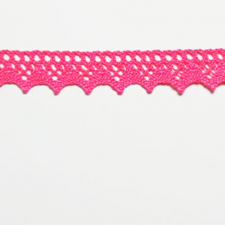 Dentelle 100% coton 15mm Rose Flashy (au mètre)