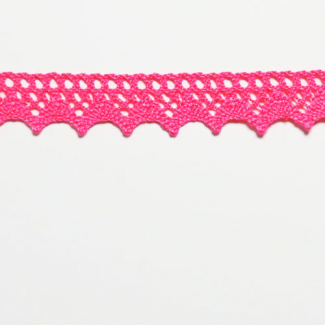 Lace ribbon 100% cotton 15mm Flashy Pink (by meter)