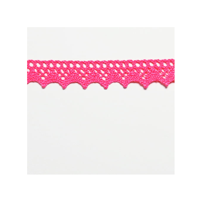 Lace ribbon 100% cotton 15mm Flashy Pink (by meter)