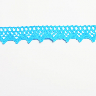Lace ribbon 100% cotton 8mm Turquoise (by meter)