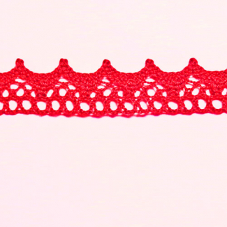 Lace ribbon 100% cotton 8mm Red (by meter)