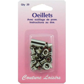 Oeillets 10mm Argent avec outil de pose (x20)