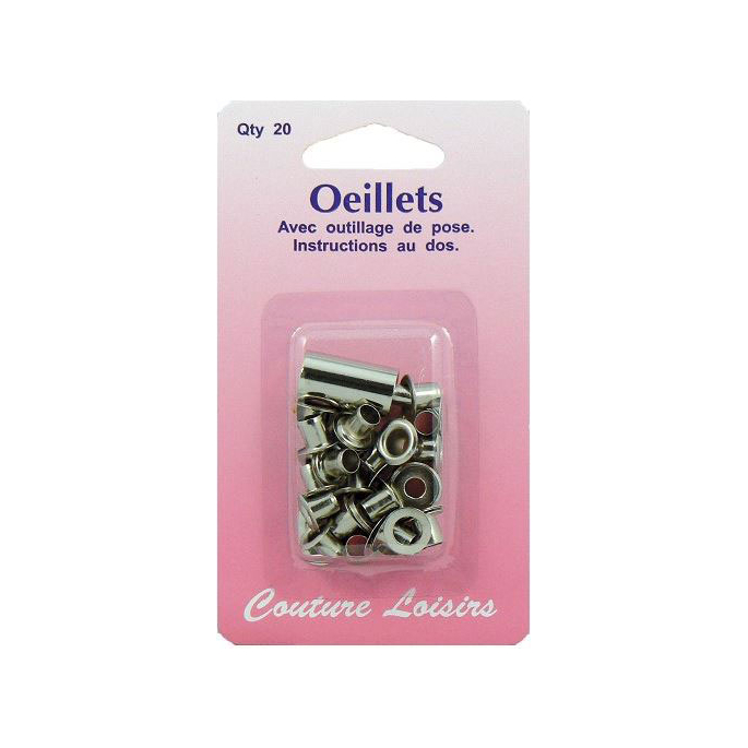 Oeillets 10mm Argent avec outil de pose (x20)