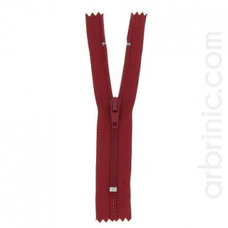 Fermeture fine nylon non séparable Rouge Foncé