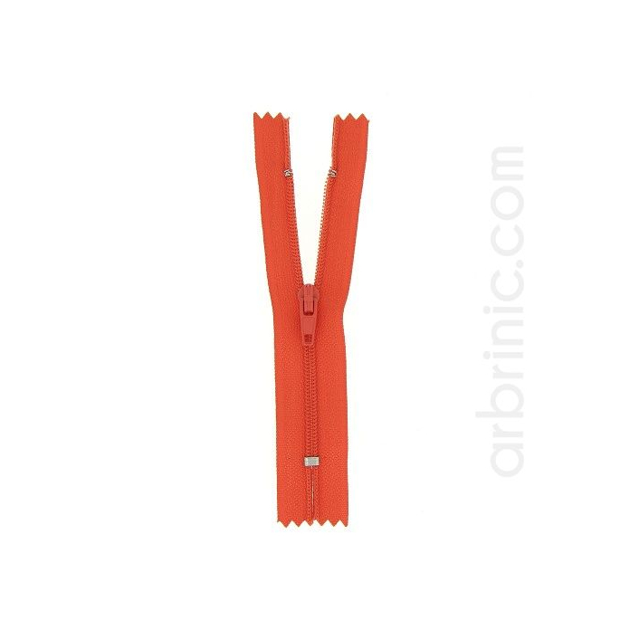 Fermeture fine nylon NS 10cm Rouge Orangé