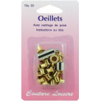 Oeillets 10mm Doré avec outil de pose (x20)